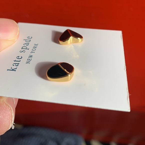 Kate Spade- Heritage Spade Heart Gold Earrings-  Black - Picture 3 of 5